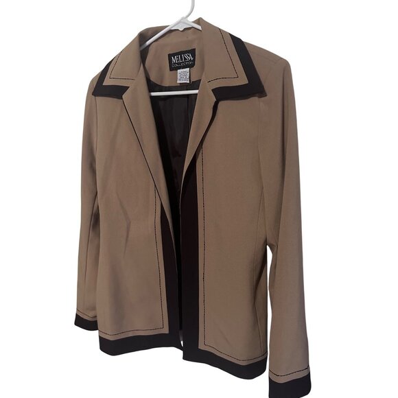 Melissa Collection vintage tan and brown exposed stitching jacket size 8 - Picture 4 of 6